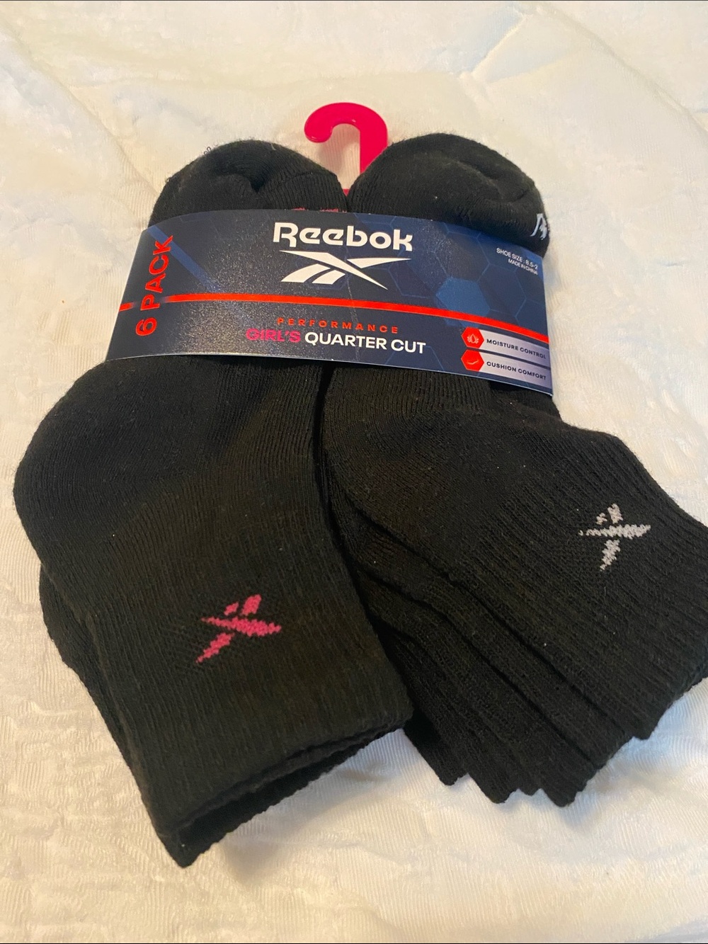 Reebok Performance Girls Quarter Cut 6 pack Socks
